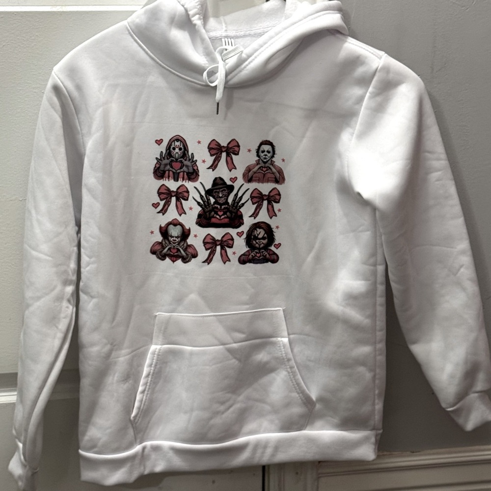 White Valentines Hoodie Horror Characters